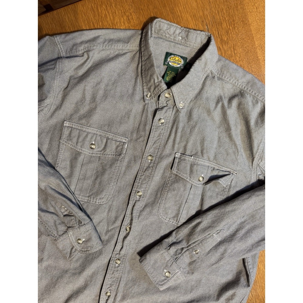 Cabela's‎ Outdoor Gear Shirt XL Gray Field Hunting Button Down Cotton